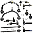12-Piece Kit Front Suspension Kit, Includes (2) Ball Joint, (2) Control Arm, (4) Sway Bar Link, and (4) Tie Rod End
