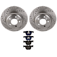 KIT-072524-97 2-Wheel Set Rear Brake Disc and Pad Kit, Cross-drilled and Slotted 5 Lugs 330 mm Semi-metallic, Includes (1) Brake Pad Set and (2) Brake Disc