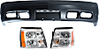 3-Piece Kit, Front Primed Bumper Cover, Includes (1) Bumper Cover and (2) Headlight