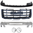 4-Piece Kit Front Bumper Chrome, Includes (1) Bumper, (1) Bumper Cover, (1) Grille Assembly and (1) Fog Light
