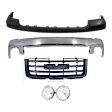 4-Piece Kit Front Bumper Chrome, Includes (1) Bumper, (1) Bumper Cover, (1) Grille Assembly and (1) Fog Light