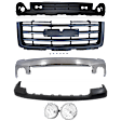5-Piece Kit Front Bumper Chrome, Includes (1) Bumper, (1) Bumper Cover, (1) Valance, (1) Grille Assembly and (1) Fog Light