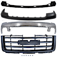4-Piece Kit, Front Bumper, Chrome, Includes (1) Bumper, (1) Bumper Bracket, (1) Bumper Cover, and (1) Grille Assembly