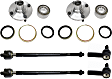2-Wheel Set Front, Driver and Passenger Side Wheel Hub, 4 Lugs, With Bearing, FWD, Includes (4) Tie Rod End and (2) Wheel Hub