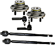 6-Piece Kit Front, Driver and Passenger Side Wheel Hub, With ABS, includes Inner and Outer Tie Rod Ends