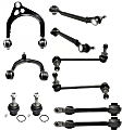 10-Piece Kit Front, Driver and Passenger Side, Upper and Lower, Forward and Rearward Control Arm Kit, Includes (2) Ball Joint, (6) Control Arm, and (2) Sway Bar Link
