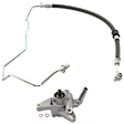 2-Piece Kit Power Steering Pump 3.2L, 6Cyl Without Pulley, Without Reservoir Includes (1) Power Steering Pressure Line Hose Assembly, (1) Power Steering Pump