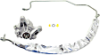 2-Piece Kit Power Steering Pump Without Pulley, Without Reservoir, includes (1) Power Steering Pressure Line Hose Assembly and (1) Power Steering Pump