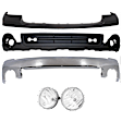 4-Piece Kit Front, Upper, Driver and Passenger Side Bumper Chrome, Includes (1) Bumper, (1) Bumper Cover, (1) Valance and (1) Fog Light