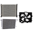 3-Piece Kit A/C Condenser, 3.6L, 6Cyl, Includes (1) A/C Condenser, (1) Cooling Fan Assembly and (1) Radiator