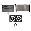 3-Piece Kit A/C Condenser, includes (1) A/C Condenser, (1) Cooling Fan Assembly and (1) Radiator, 4.8L/5.3L/6.0L/6.2L Eng., 8 Cyl.