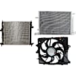 3-Piece Kit A/C Condenser, Convertible, 4 Cyl 2.0L, includes (1) A/C Condenser, (1) Cooling Fan Assembly, and (1) Radiator