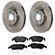 KIT-072924-03 2-Wheel Set Front Brake Disc and Pad Kit, Plain Surface 5 Lugs 344.93 mm Semi-metallic, Includes (2) Brake Disc and (1) Brake Pad Set