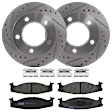 KIT-072924-1006 2-Wheel Set Front Brake Disc and Pad Kit, Cross-drilled and Slotted 5 Lugs 297.43 mm Semi-metallic, Includes (1) Brake Pad Set and (2) Brake Disc