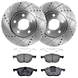 2016 Ford Focus - 2-Wheel Set Front Brake Disc and Pad Kit, Cross-drilled and Slotted, 5 Lugs, 277.88 mm, Semi-metallic, For Models With Rear Disc Brake, 1.0L 3Cyl,  Includes (2) Disc and (1) Pad Set