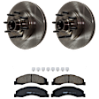 KIT-072924-1035 2-Wheel Set Front Brake Disc and Pad Kit, Plain Surface 8 Lugs 344.93 mm Semi-metallic, Includes (2) Brake Disc and (1) Brake Pad Set