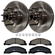 KIT-072924-1035 2-Wheel Set Front Brake Disc and Pad Kit, Plain Surface 8 Lugs 344.93 mm Semi-metallic, Includes (2) Brake Disc and (1) Brake Pad Set