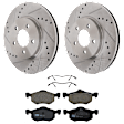 KIT-072924-1080 2-Wheel Set Front Brake Disc and Pad Kit, Cross-drilled and Slotted 5 Lugs 302.9 mm Ceramic, Includes (1) Brake Pad Set and (2) Brake Disc