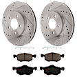 KIT-072924-1082 2-Wheel Set Front Brake Disc and Pad Kit, Cross-drilled and Slotted 5 Lugs 302.9 mm Ceramic, Includes (1) Brake Pad Set and (2) Brake Disc