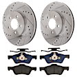 KIT-072924-1088 2-Wheel Set Front Brake Disc and Pad Kit, Cross-drilled and Slotted 5 Lugs 302.9 mm Semi-metallic, Includes (1) Brake Pad Set and (2) Brake Disc