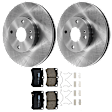 KIT-072924-1119 2-Wheel Set Front Brake Disc and Pad Kit, Plain Surface 4 Lugs 257.05 mm Ceramic, Includes (1) Brake Pad Set and (2) Brake Disc