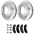 KIT-072924-1128 2-Wheel Set Front Brake Disc and Pad Kit, Cross-drilled and Slotted 8 Lugs 331 mm Semi-metallic 4WD, Includes (2) Brake Disc and (1) Brake Pad Set