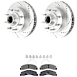 KIT-072924-1133 2-Wheel Set Front Brake Disc and Pad Kit, Cross-drilled and Slotted 8 Lugs 331 mm Semi-metallic RWD, Includes (2) Brake Disc and (1) Brake Pad Set