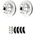 KIT-072924-1134 2-Wheel Set Front Brake Disc and Pad Kit, Cross-drilled and Slotted 8 Lugs 331 mm Semi-metallic RWD, Includes (2) Brake Disc and (1) Brake Pad Set