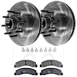 KIT-072924-1136 2-Wheel Set Front Brake Disc and Pad Kit, Plain Surface 8 Lugs 330.96 mm Semi-metallic RWD, Includes (1) Brake Pad Set and (2) Brake Disc