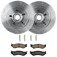 KIT-072924-1141 2-Wheel Set Front Brake Disc and Pad Kit, Plain Surface 5 Lugs 308.2 mm Semi-metallic RWD, Includes (2) Brake Disc and (1) Brake Pad Set