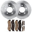 KIT-072924-1147 2-Wheel Set Front Brake Disc and Pad Kit, Plain Surface 5 Lugs 308 mm Ceramic 4WD, Includes (1) Brake Pad Set and (2) Brake Disc