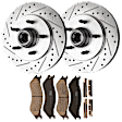 KIT-072924-1155 2-Wheel Set Front Brake Disc and Pad Kit, Cross-drilled and Slotted 5 Lugs 308 mm Ceramic RWD, Includes (1) Brake Pad Set and (2) Brake Disc