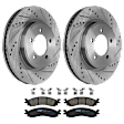 KIT-072924-1191 2-Wheel Set Front Brake Disc and Pad Kit, Cross-drilled and Slotted 5 Lugs 305 mm Ceramic, Includes (1) Brake Pad Set and (2) Brake Disc