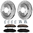 KIT-072924-1219 2-Wheel Set Front Brake Disc and Pad Kit, Cross-drilled and Slotted 5 Lugs 308 mm Semi-metallic 4WD, Includes (1) Brake Pad Set and (2) Brake Disc