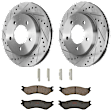 KIT-072924-1220 2-Wheel Set Front Brake Disc and Pad Kit, Cross-drilled and Slotted 5 Lugs 308 mm Semi-metallic 4WD, Includes (1) Brake Pad Set and (2) Brake Disc