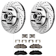 KIT-072924-1231 2-Wheel Set Front Brake Disc and Pad Kit, Cross-drilled and Slotted 5 Lugs 308.1 mm Ceramic, Includes (1) Brake Pad Set and (2) Brake Disc