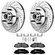 KIT-072924-1233 2-Wheel Set Front Brake Disc and Pad Kit, Cross-drilled and Slotted 5 Lugs 308.1 mm Semi-metallic, Includes (1) Brake Pad Set and (2) Brake Disc