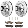KIT-072924-1236 2-Wheel Set Front Brake Disc and Pad Kit, Cross-drilled and Slotted 5 Lugs 308.1 mm Semi-metallic RWD, Includes (1) Brake Pad Set and (2) Brake Disc
