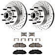 KIT-072924-1247 2-Wheel Set Front Brake Disc and Pad Kit, Cross-drilled and Slotted 8 Lugs 334 mm Ceramic RWD, Includes (2) Brake Disc and (1) Brake Pad Set