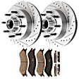 KIT-072924-1248 2-Wheel Set Front Brake Disc and Pad Kit, Cross-drilled and Slotted 8 Lugs 334 mm Ceramic RWD, Includes (2) Brake Disc and (1) Brake Pad Set
