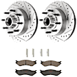 KIT-072924-1252 2-Wheel Set Front Brake Disc and Pad Kit, Cross-drilled and Slotted 8 Lugs 334 mm Semi-metallic RWD, Includes (2) Brake Disc and (1) Brake Pad Set