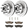 KIT-072924-1252 2-Wheel Set Front Brake Disc and Pad Kit, Cross-drilled and Slotted 8 Lugs 334 mm Semi-metallic RWD, Includes (2) Brake Disc and (1) Brake Pad Set