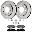 KIT-072924-1265 2-Wheel Set Front Brake Disc and Pad Kit, Plain Surface 7 Lugs 307.85 mm Semi-metallic 4WD, Includes (1) Brake Pad Set and (2) Brake Disc
