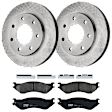 KIT-072924-1266 2-Wheel Set Front Brake Disc and Pad Kit, Plain Surface 7 Lugs 307.85 mm Semi-metallic 4WD, Includes (1) Brake Pad Set and (2) Brake Disc