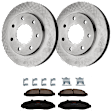 KIT-072924-1267 2-Wheel Set Front Brake Disc and Pad Kit, Plain Surface 7 Lugs 307.85 mm Semi-metallic 4WD, Includes (1) Brake Pad Set and (2) Brake Disc