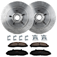KIT-072924-1278 2-Wheel Set Front Brake Disc and Pad Kit, Plain Surface 5 Lugs 308.2 mm Semi-metallic RWD, Includes (2) Brake Disc and (1) Brake Pad Set