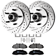 KIT-072924-1296 2-Wheel Set Front Brake Disc and Pad Kit, Cross-drilled and Slotted 5 Lugs 308 mm Semi-metallic RWD, Includes (1) Brake Pad Set and (2) Brake Disc