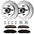 KIT-072924-1297 2-Wheel Set Front Brake Disc and Pad Kit, Cross-drilled and Slotted 5 Lugs 308 mm Semi-metallic RWD, Includes (1) Brake Pad Set and (2) Brake Disc