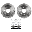 KIT-072924-1305 2-Wheel Set Brake Disc and Pad Kit, Cross-drilled and Slotted 7 Lugs 329.95 mm Semi-metallic, Includes (2) Brake Disc and (1) Brake Pad Set