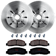 KIT-072924-1318 2-Wheel Set Front Brake Disc and Pad Kit, Plain Surface 8 Lugs 346.46 mm Semi-metallic RWD, Includes (2) Brake Disc and (1) Brake Pad Set